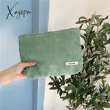 Xajzpa - Corduroy Make Up Bag Organizer Clutch Retro Flower Print Cosmetic Wash Women Travel Makeup