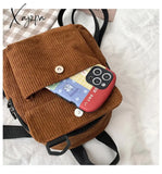 Xajzpa - Corduroy Mini Women’s Backpacks Female Bag Phone Purse Pouch Rucksack For Teen Girls