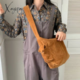 Xajzpa - Corduroy Tote Bag For Women 2023 Fashion Solid Color Shoulder With Side Pocket Girl Autumn