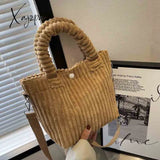 Xajzpa - Corduroy Women’s Bag Autumn Winter New Soft Handbags Cute Totes Fashion Casual Female