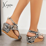 Xajzpa - Cork Platform Wedges Slingback Ankle Buckle Strap Sandals