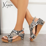 Xajzpa - Cork Platform Wedges Slingback Ankle Buckle Strap Sandals