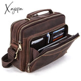 Xajzpa - Crazy Horse Leather Men Messenger Bag Vintage Man Crossbody Handbags Large Capacity Male