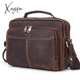 Xajzpa - Crazy Horse Leather Men Messenger Bag Vintage Man Crossbody Handbags Large Capacity Male