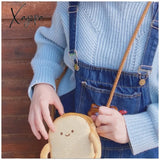 Xajzpa - Creative Bread Toast Plush Shoulder Bag Girls Coin Purse Card Holder Female Casual Cute