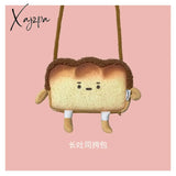 Xajzpa - Creative Bread Toast Plush Shoulder Bag Girls Coin Purse Card Holder Female Casual Cute