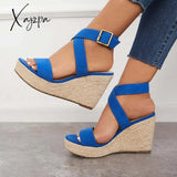 Xajzpa - Criss Cross Ankle Strap Espadrille Wedge Platform Sandals Wedges