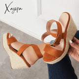 Xajzpa - Criss Cross Ankle Strap Espadrille Wedge Platform Sandals Wedges