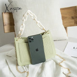 Xajzpa - Crocodile Embossed Baguette Bag Chain Underarm Shoulder Purses Green / M Women Bags