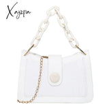 Xajzpa - Crocodile Embossed Baguette Bag Chain Underarm Shoulder Purses White / M Women Bags