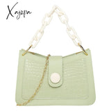 Xajzpa - Crocodile Embossed Baguette Bag Chain Underarm Shoulder Purses Women Bags