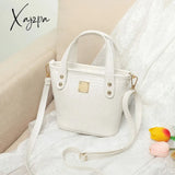 Xajzpa - Crocodile Pattern Bucket Bag Trendy Handbag Zipper Crossbody White / M Women Bags