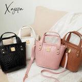 Xajzpa - Crocodile Pattern Bucket Bag Trendy Handbag Zipper Crossbody Women Bags