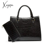 Xajzpa - Crocodile Pattern Composite Womens Handbags 2 Pecs/Set Fashion Women Bag Big Female