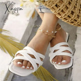 Xajzpa - Cross Strip Design Women Slippers Flat Bottom Non-Slip Outdoor Beach Woman Sandals Soft