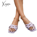 Xajzpa - Cross Strip Design Women Slippers Flat Bottom Non-Slip Outdoor Beach Woman Sandals Soft