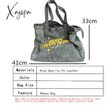 Xajzpa - Crossbody Bags For Women Casual Denim Embroidery Female Shoulder Bag Pack Travel Zipper