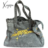 Xajzpa - Crossbody Bags For Women Casual Denim Embroidery Female Shoulder Bag Pack Travel Zipper