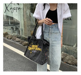 Xajzpa - Crossbody Bags For Women Casual Denim Embroidery Female Shoulder Bag Pack Travel Zipper