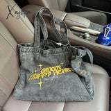 Xajzpa - Crossbody Bags For Women Casual Denim Bags embroidery Female Shoulder Bag Pack Travel Zipper Handbag Tote Ladies Messenger Bag