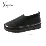 Xajzpa - Crystals Round Toe Leather Flats Shoes Women Silver Bling Loafers Couple Platform Woman