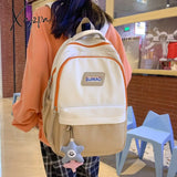 Xajzpa - Cute Backpack For Girls School Teens Casual Color Contrast Nylon Large Capacity Schoolbag