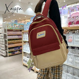 Xajzpa - Cute Backpack For Girls School Teens Casual Color Contrast Nylon Large Capacity Schoolbag