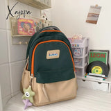 Xajzpa - Cute Backpack For Girls School Teens Casual Color Contrast Nylon Large Capacity Schoolbag