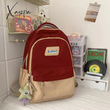 Xajzpa - Cute Backpack For Girls School Teens Casual Color Contrast Nylon Large Capacity Schoolbag