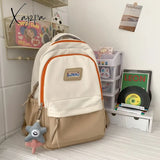 Xajzpa - Cute Backpack For Girls School Teens Casual Color Contrast Nylon Large Capacity Schoolbag