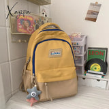 Xajzpa - Cute Backpack For Girls School Teens Casual Color Contrast Nylon Large Capacity Schoolbag