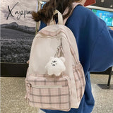 Xajzpa - Cute Girls Plaid Backpack Women Large Capacity Simple School Bags for Teens Female Korean Harajuku School Student Bookbag Ladies