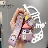 Xajzpa - Cute Penguin Doll Keys Keychain Girls Cartoon Car Keyring Kawaii Women Bag Accessories