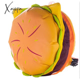 Xajzpa - Cute Retro Hamburger Kawaii Shoulder Bag High Capacity Pu Leather Student Backpack Women