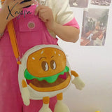 Xajzpa - Cute Retro Hamburger Kawaii Shoulder Bag High Capacity Pu Leather Student Backpack Women