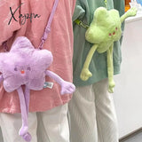 Xajzpa - Cute Star Plush Doll Bag Kawaii Can Be Pull Shoulder Handbag Messenger Fashion Large