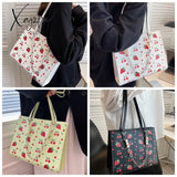 Xajzpa - Cute Strawberry Shoulder Bag Women Fashion Pearly Chain Tote Bags Luxury Pu Leather