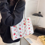 Xajzpa - Cute Strawberry Shoulder Bag Women Fashion Pearly Chain Tote Bags Luxury Pu Leather