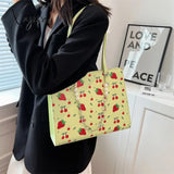 Xajzpa - Cute Strawberry Shoulder Bag Women Fashion Pearly Chain Tote Bags Luxury Pu Leather