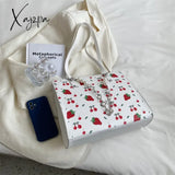 Xajzpa - Cute Strawberry Shoulder Bag Women Fashion Pearly Chain Tote Bags Luxury Pu Leather