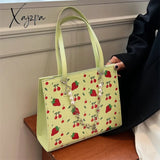 Xajzpa - Cute Strawberry Shoulder Bag Women Fashion Pearly Chain Tote Bags Luxury Pu Leather