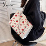 Xajzpa - Cute Strawberry Shoulder Bag Women Fashion Pearly Chain Tote Bags Luxury Pu Leather