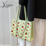 Xajzpa - Cute Strawberry Shoulder Bag Women Fashion Pearly Chain Tote Bags Luxury Pu Leather