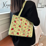 Xajzpa - Cute Strawberry Shoulder Bag Women Fashion Pearly Chain Tote Bags Luxury Pu Leather