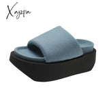 Xajzpa - Denim Rome Thick Women Slipper 2023 Summer Platform Heels Casual Sport Beach Ladies Slides