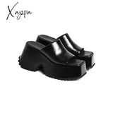 Xajzpa - Denim Thick Sole Summer Women Slippers Modern Flat With Height Increasing Leisure Casual