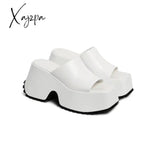 Xajzpa - Denim Thick Sole Summer Women Slippers Modern Flat With Height Increasing Leisure Casual