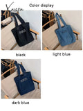 Xajzpa - Denim Tote Bag For Women 2023 Fashion Solid Color Shoulder Bags Girl Simple Large Capacity