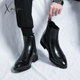 Xajzpa - Designer Chelsea Boots For Men Casual Leather Luxury Formal Business Black Handmade Mens