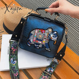 Xajzpa - Designer Luxury Brand Handbags Crossbody Bags Elephant Embroidered For Women Leather